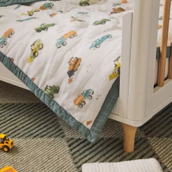 Cotton Muslin Toddler Bedding 3 Piece Set - Work Trucks