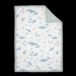 Cotton Muslin Toddler Comforter - Whales
