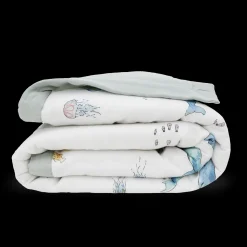 Cotton Muslin Toddler Comforter - Whales