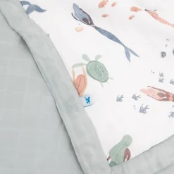 Cotton Muslin Toddler Comforter - Mermaid Party