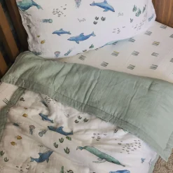 Cotton Muslin Toddler Comforter - Whales
