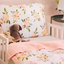 Cotton Muslin Toddler Comforter - Watercolor Roses Grande