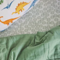 Cotton Muslin Toddler Comforter - Dino Names