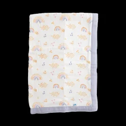 Deluxe Muslin Baby Quilt - Rainbows & Raindrops