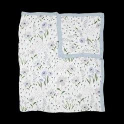 Deluxe Muslin Quilted Throw - Blue Windflower
