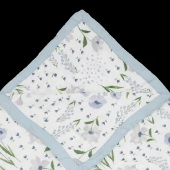 Deluxe Muslin Quilted Throw - Blue Windflower