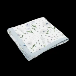 Deluxe Muslin Quilted Throw - Blue Windflower