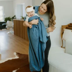 Deluxe Muslin Quilted Throw - Blue Dusk