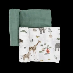 Deluxe Muslin Swaddle Blanket 2 Pack - Safari Social 2