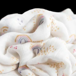 Deluxe Muslin Swaddle Blanket - Rainbows & Raindrops