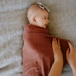 Deluxe Muslin Swaddle Blanket - Dusty Maroon