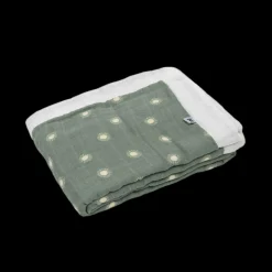 Organic Cotton Muslin Baby Quilt - Sage Suns 2