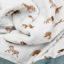 Organic Cotton Muslin Baby Quilt - Animal Crackers