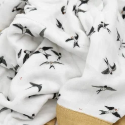 Organic Cotton Muslin Baby Quilt - Swallows
