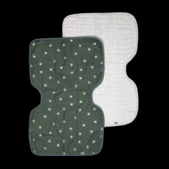 Organic Cotton Muslin Burp Cloth 2 Pack - Sage Suns + Sand Stripe