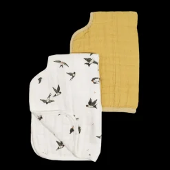 Organic Cotton Muslin Burp Cloth 2 Pack - Swallows + Wheat