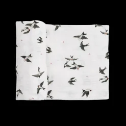 Organic Cotton Muslin Swaddle Blanket - Swallows
