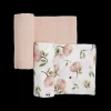 Organic Cotton Muslin Swaddle Blanket 2 Pack - Watercolor Floret