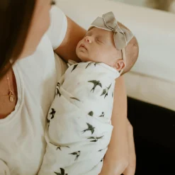 Organic Cotton Muslin Swaddle Blanket - Swallows