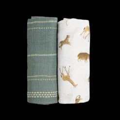 Organic Cotton Muslin Swaddle Blanket 2 Pack - Animal Crackers