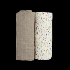 Organic Cotton Muslin Swaddle Blanket 2 Pack - Floral Field
