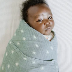 Organic Cotton Muslin Swaddle Blanket - Sage Suns