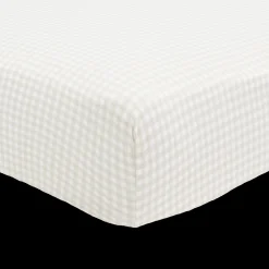 Stretch Knit Crib Sheet - Tan Gingham