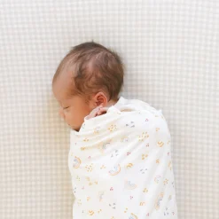 Stretch Knit Crib Sheet - Tan Gingham