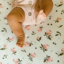 Stretch Knit Crib Sheet - Watercolor Rose