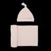 Stretch Knit Swaddle and Hat Set - Soft Blush