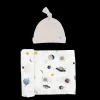 Stretch Knit Swaddle and Hat Set - Planets