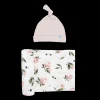 Stretch Knit Swaddle and Hat Set - Watercolor Rose