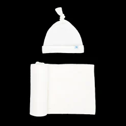 Stretch Knit Swaddle and Hat Set - White