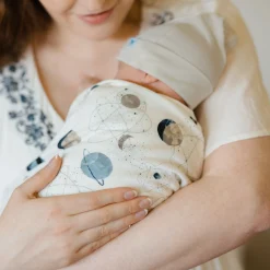 Stretch Knit Swaddle and Hat Set - Planets