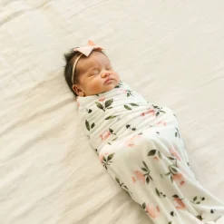Stretch Knit Swaddle and Hat Set - Watercolor Rose