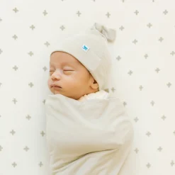 Stretch Knit Swaddle and Hat Set - Pebble