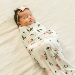 Stretch Knit Swaddle Blanket - Watercolor Rose