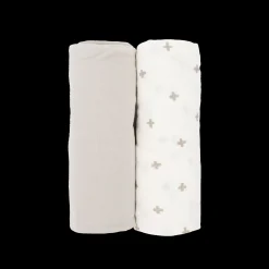 Stretch Knit Swaddle Blanket 2 Pack - Grey Cross