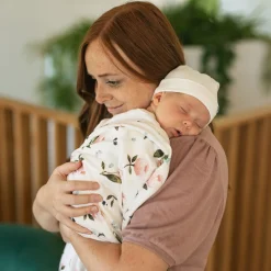 Stretch Knit Swaddle Blanket - Watercolor Rose