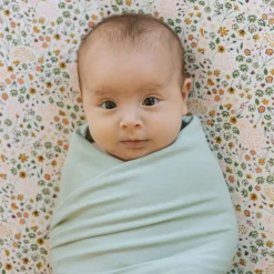Stretch Knit Swaddle Blanket 2 Pack - Frost Green
