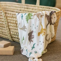 Stretch Knit Swaddle Blanket - Dino Pals