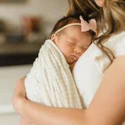 Stretch Knit Swaddle Blanket - Tan Gingham