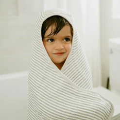 Toddler Hooded Towel - Grey Stripe