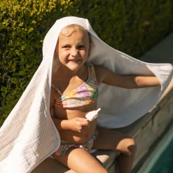 Toddler Hooded Towel - Tan Gingham